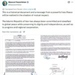 Эрон президенти Исломобод меморандумини тарихий ҳужжат деб атади